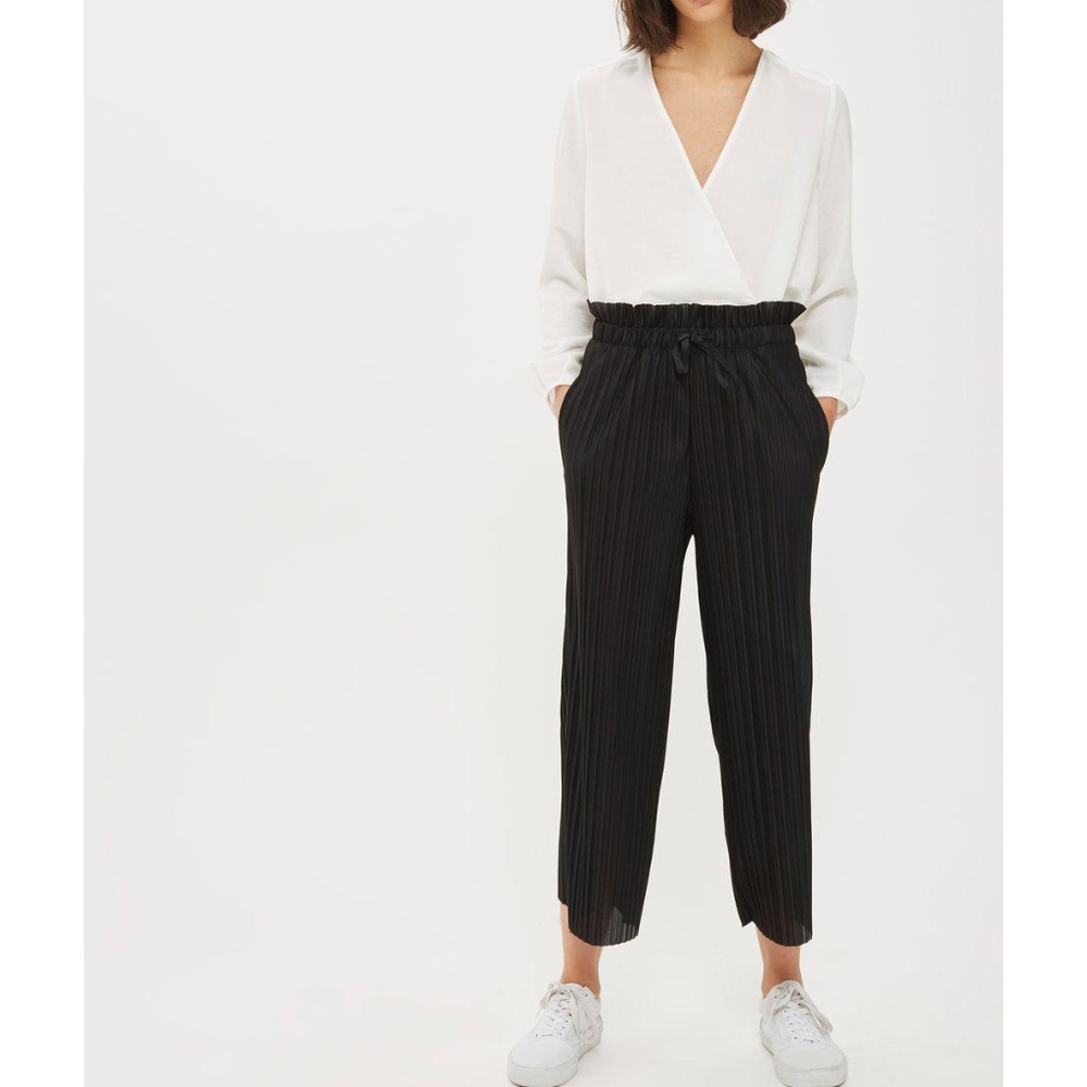 Topshop Frill Waist Plisse Pants
